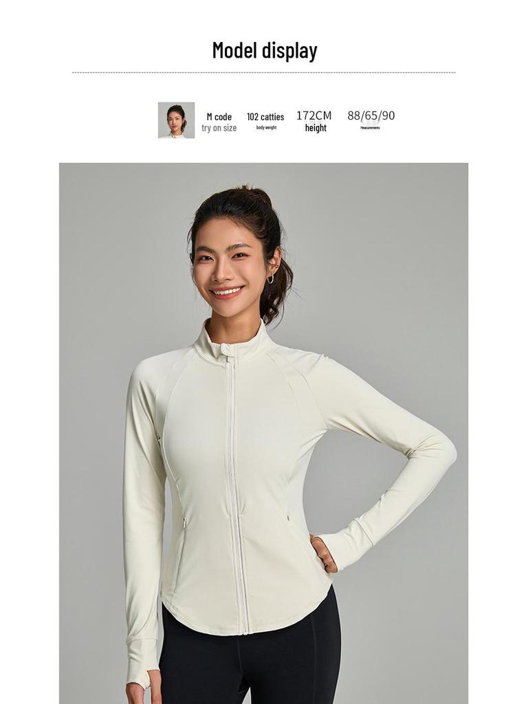 2025 Women's Long Sleeve Fitness Jacket for Spring & Autumn - Stand Collar Yoga & Running Sportswear
