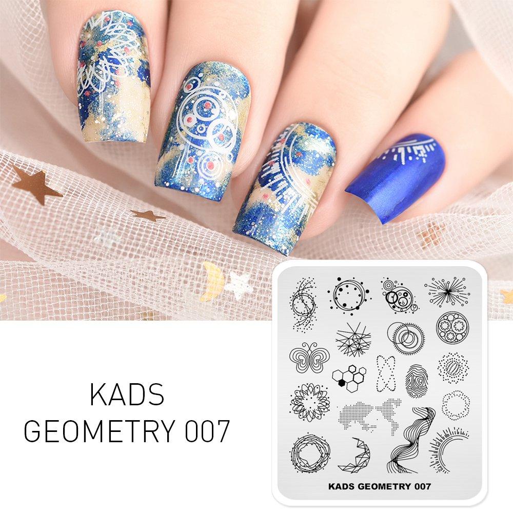 kads Geometry 3D Image Nail Stamping Plates Geometric Shape Nail Art Design Stamp Stencil Nails Tools Stamping Plate