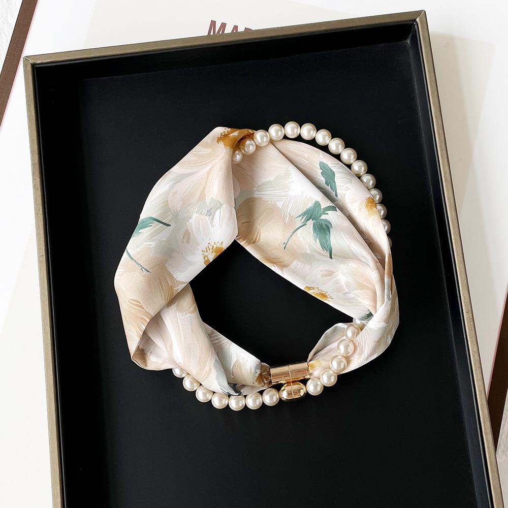 Magnetic Buckle Small Scarf Diamond Studded Magnetic Buckle Scarf Women'S Necklace Headband Scarf Light Luxury Exquisite