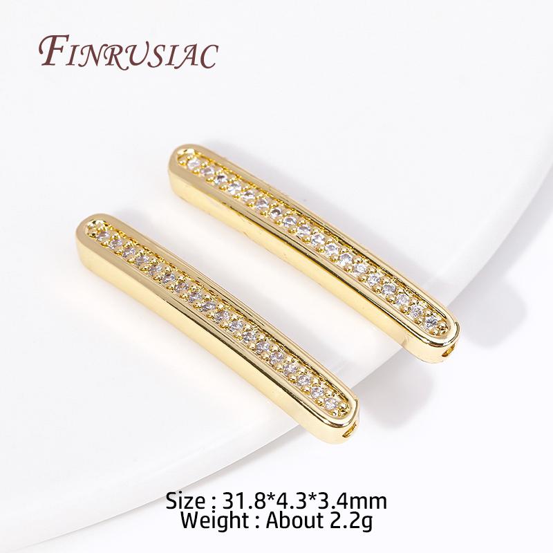 

3 Colors 18K Gold Plated Bracelet Accessories,Brass With Zircon Long Strip Spacer Separator Bead For DIY Jewelry making Supplies 1 Piece