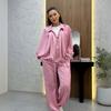 European and American Cross-border Amazon Independent Station Spring and Autumn New Long-sleeved Zipper Jacket Wide-leg Tied Trousers Set