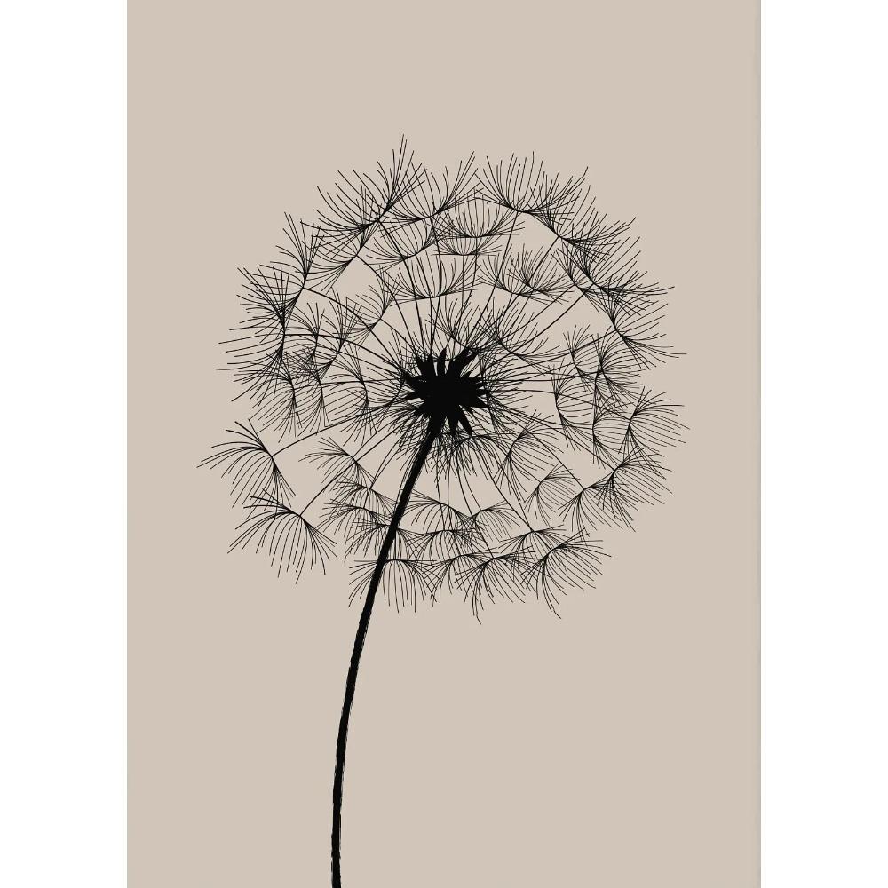 Feather Tree Neutral Dandelion Poster Minimalist Botanical Canvas Painting Print Wall Art Picture for Living Room Home Decor