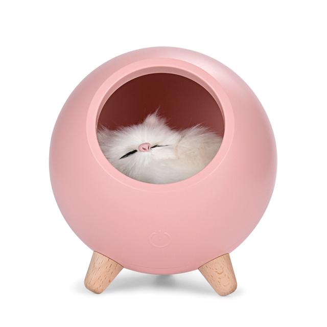 Cute House Touch Dimming Kitten Night Light For Kids Baby Bedroom Bedside Charging Lamp Creative Gift Cats Home Atmosphere Decor