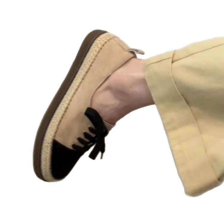 Lan Cabinet Edition~ French Xiaoxiangfeng One-pedal Fisherman Shoes Women's 2025 New Outwear Casual Fashion Lace-up Shoes