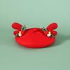 Puppy Christmas Supplies Beret Hat with Necklace Photo Props Festive Collar Christmas Photo Props Supplies