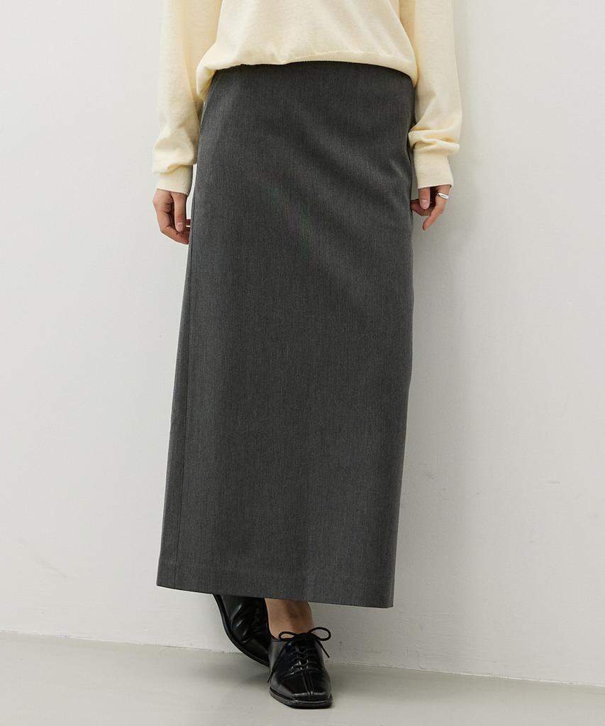 City Breeze Cashmere Ball-Line Long Skirt_Charcoal