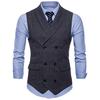 CoolJacket Herre Dress Vest Jakke Dobbel Breasted Ruter Vest Formell Business Party Overdeler Rutet Gilet