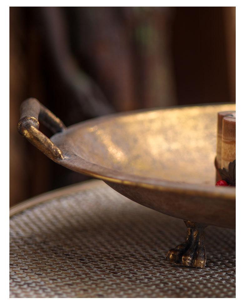 Antique Gold American-Style Bird Feeder & Garden Tray for Studio Photography and Fruit Display