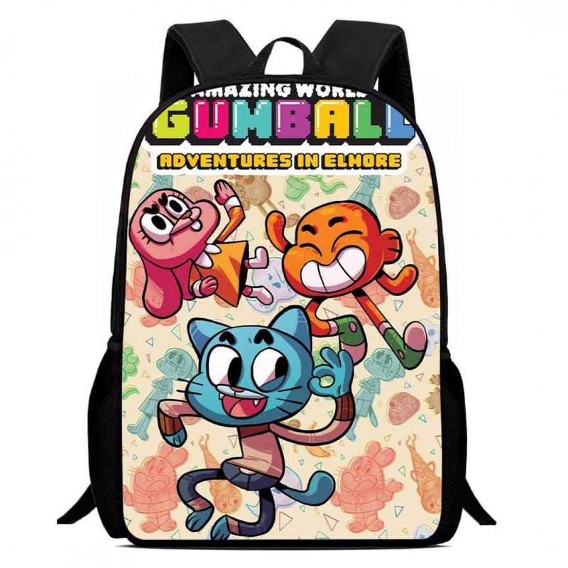 Gumball Cartoon Kids School Backpack Elementary Students Lightweight Spine-Protective Breathable Oxford Fabric Bag With Fun