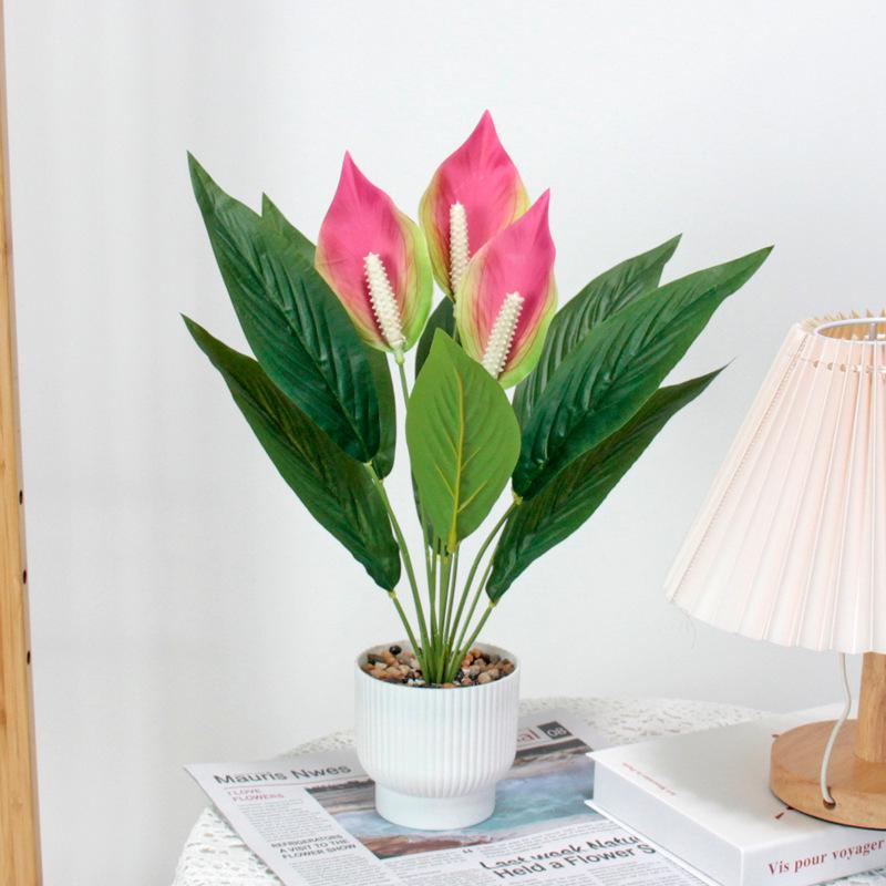 Künstliches Weißes Anthurium Blumenarrangement - Hochzeits- & Restaurant-Tischdekoration