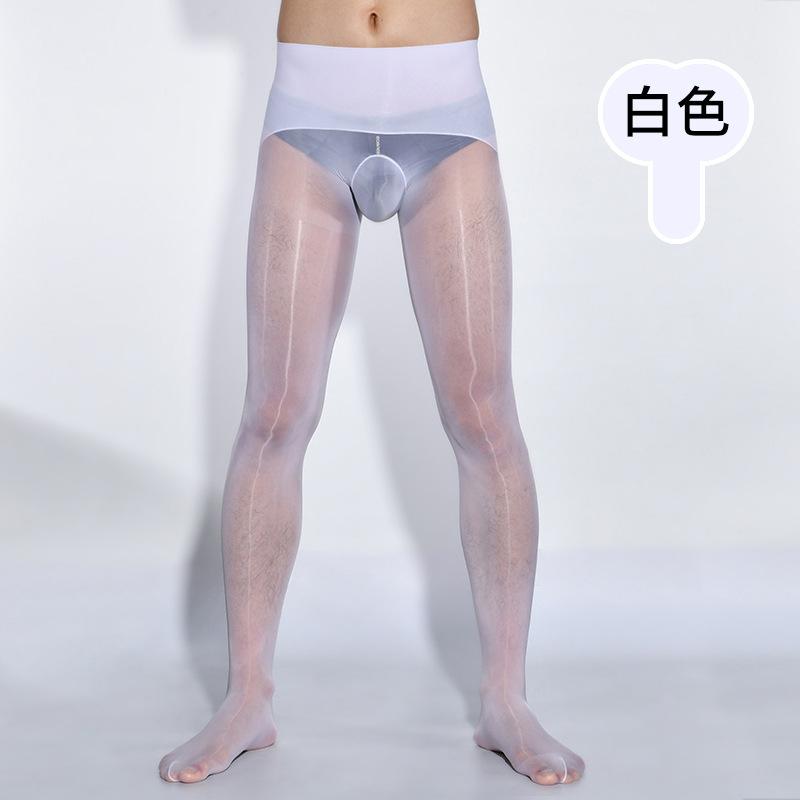 Men'S Horse Oil Stockings 360 Seamless Sexy Ultra-Thin Shiny Pantyhose Silky Tube Jj Set Airplane Socks