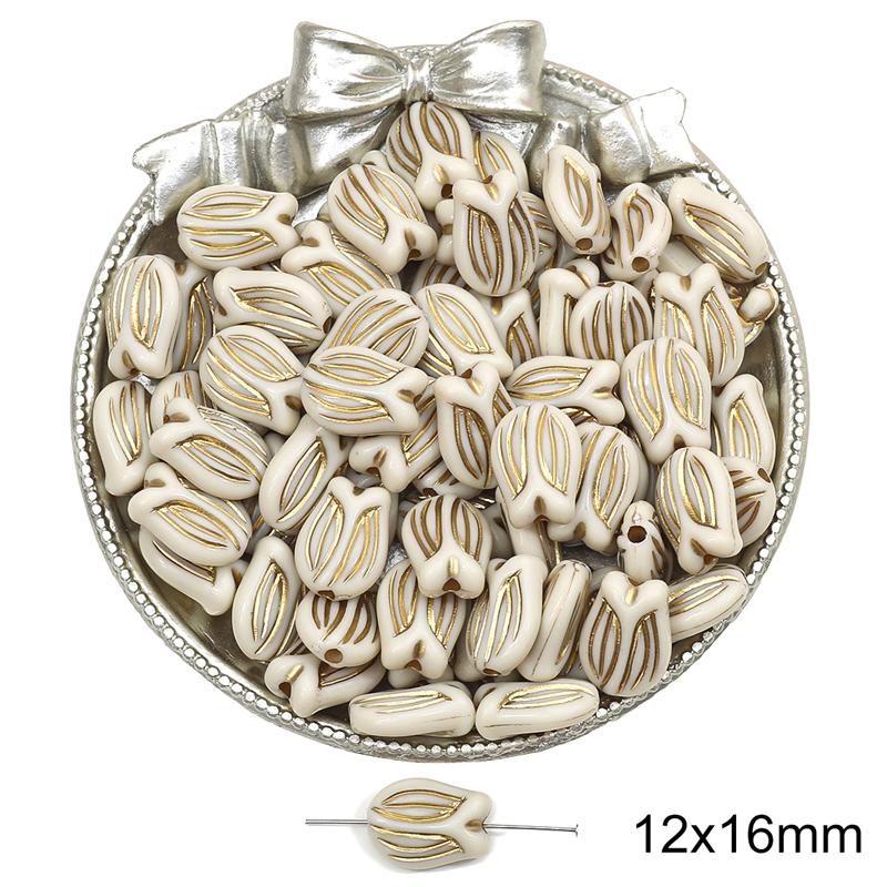 

Акриловые бусины Барокко Ретро Золотые в форме цветка Плоские круглые бусины для изготовления ювелирных изделий DIY браслеты ожерелье 12x16mm 40pcs белый