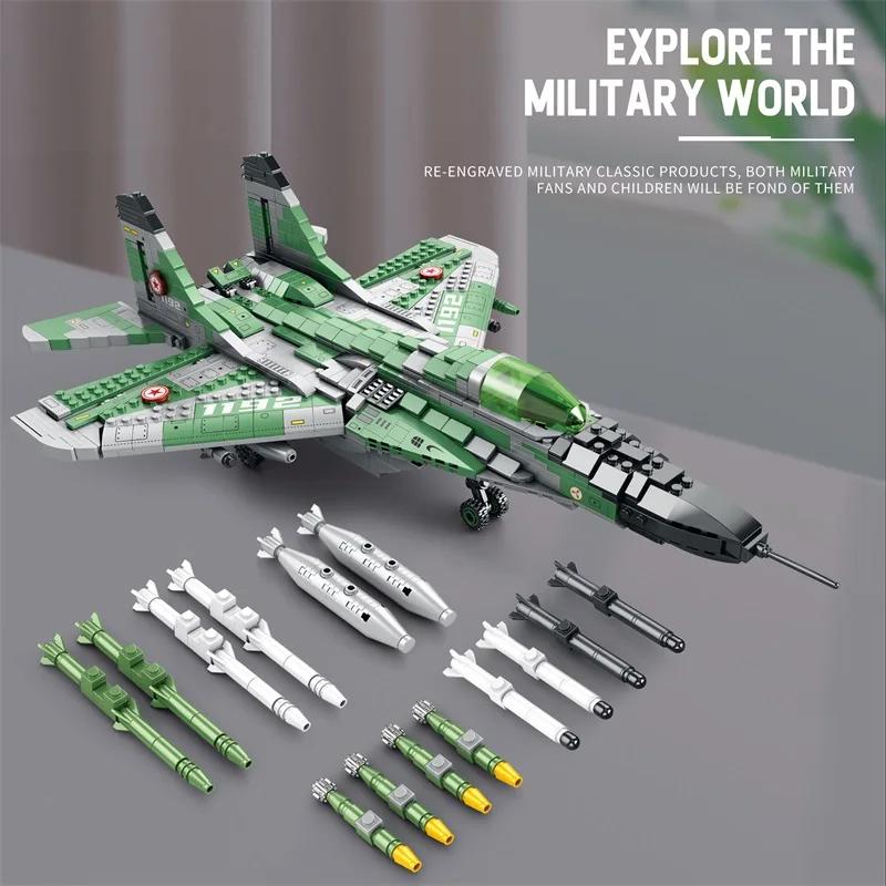 1837PCS MIG-29 Jet Fighter Building Blocks Diy Military Fighter Model Assembly Bricks Desktop Decoration Holiday Gifts Kids Toys