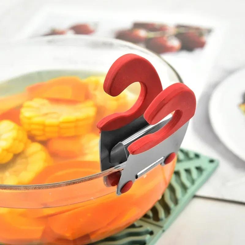Stainless Steel Pot Spoon Holder, Anti-Scald Silicone Grip Pot Clip Holder For Spoon, Kitchenware Bowl Clip, Cooking Utensils To