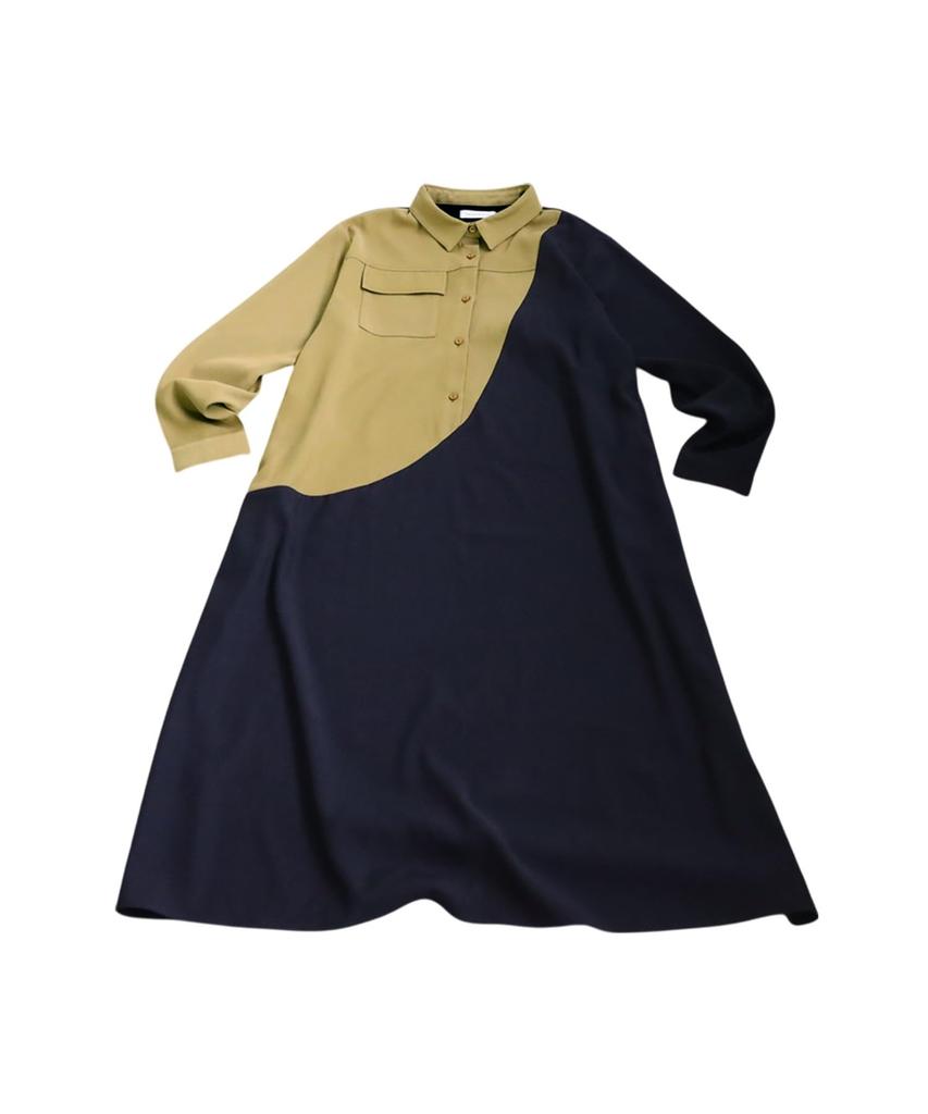Antiqua Long One Size Navy Women's Color-Combo Dress, Sleeve, PK-01275, 20,