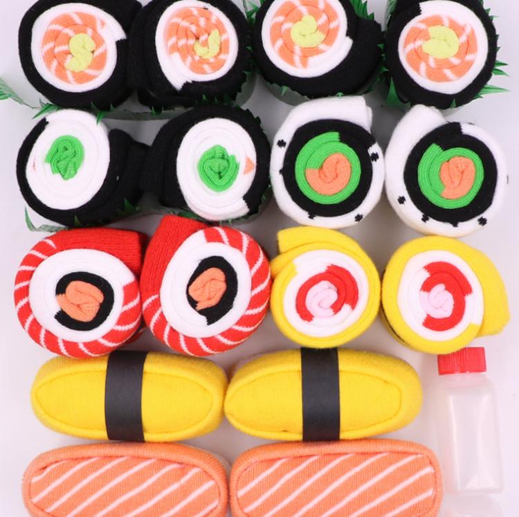Spring and Summer Casual Breathable Socks Men and Women Food Sushi Gift Box Creative Custom Fashion Sock Cotton