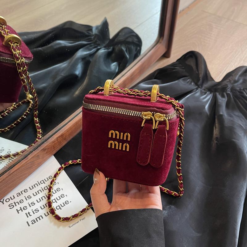 Frosted new chain miu French box bag niche texture women's small square bag personalized shoulder messenger bag