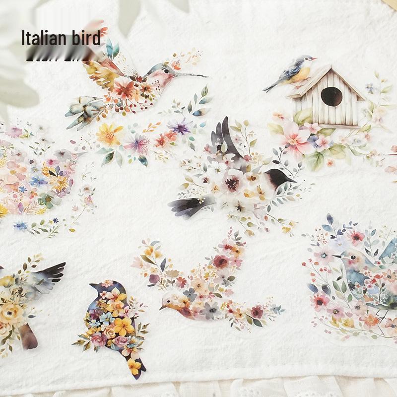 Yi Niao Blossoms Series Flower-Themed PET Sticker Pack - 6 Designs for Journals