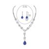 Black, Blue, Red and White High-level Sense of Super-flash Full of Diamonds Droplets Necklace Earrings Two-piece Bridal Jewelry Set