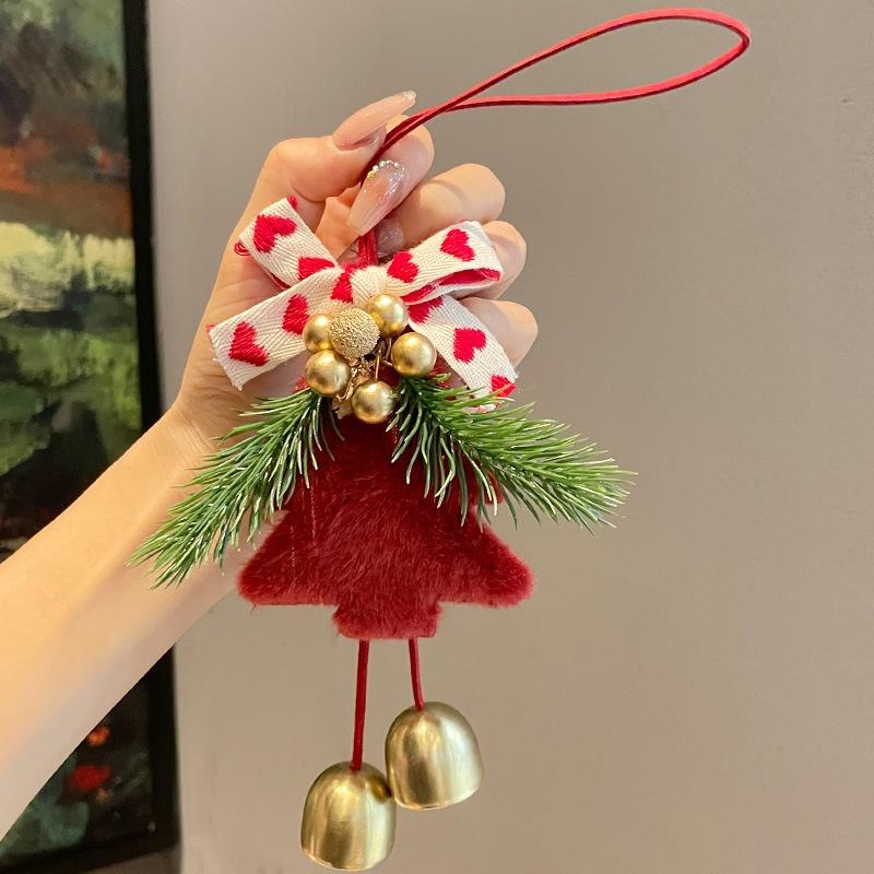 Christmas Atmosphere Pendant Gift Star Plush Bow Christmas Tree Red Pendant Wind Chime Creative Gift