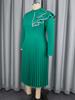 Women's Plus Size Ruffle Hem Long Sleeve Formal Gown with Stand Collar