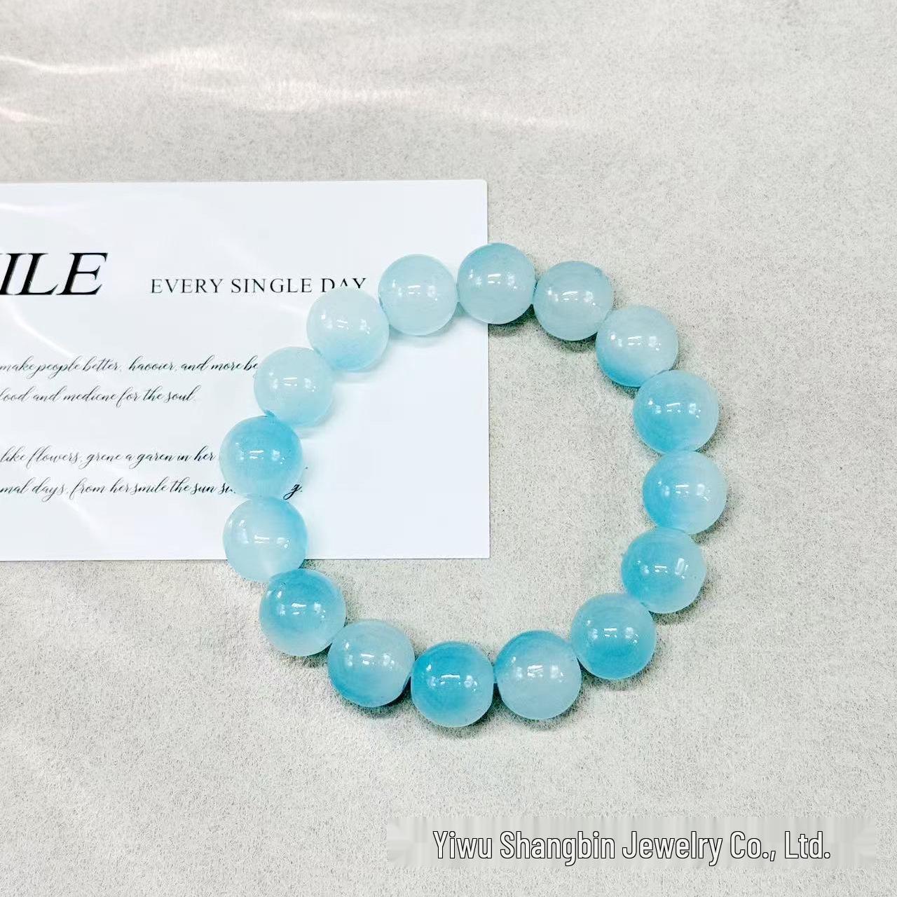 

Браслет із глазурованих скляних намистин з градієнтом - 12 мм, прозорий крижаний кільцевий оберт, м яке покриття-диск, браслет для студента, подарунок найкращому другу