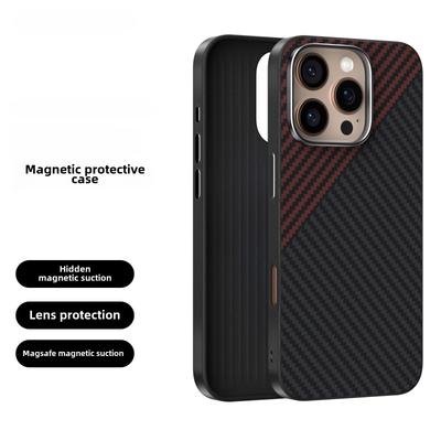 Magnetic Carbon Fiber Leather Phone Case for IPhone 16 15 Plus 14 13 Pro Max Hard Shell Protective Cover