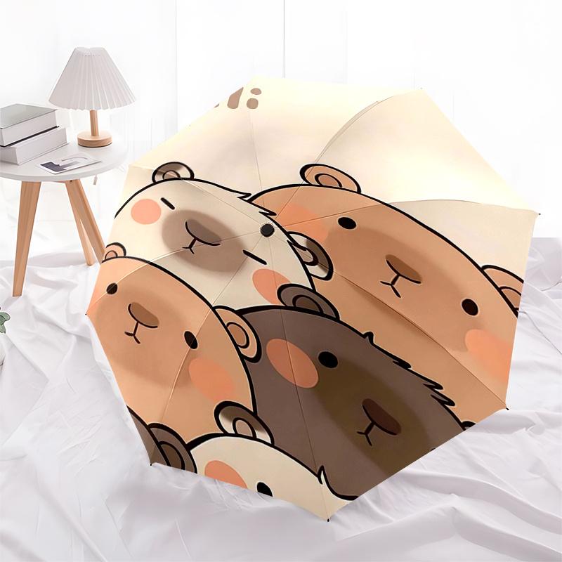 Capybara Themed Travel Umbrella-8 Ribs Automatic Opening and Closing, Portable Folding Design, Compact and Stylish Umbrella Suitable for Out