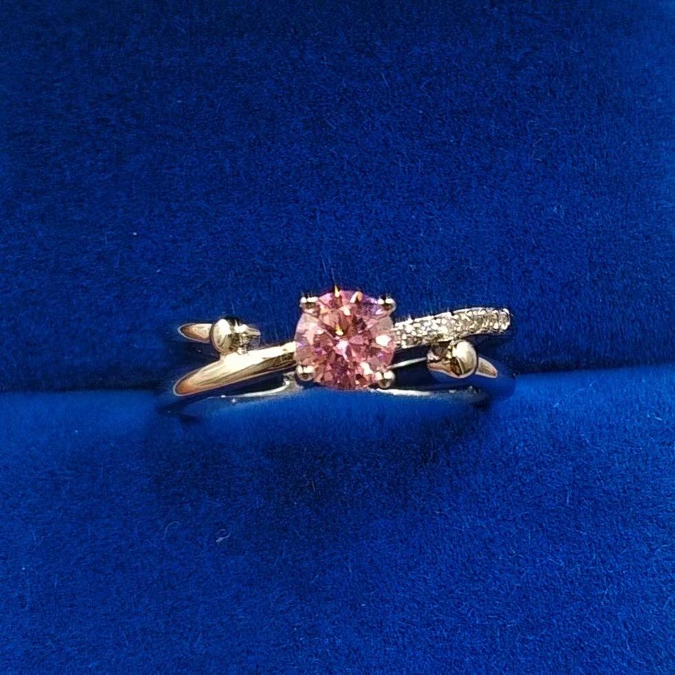 Imitation Multi-Color Flash Diamond Zircon Ring Women'S Light Luxury Niche Design Opening Adjustable Zircon Ring