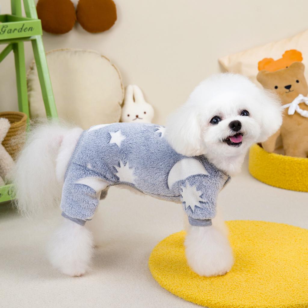 Dog Plush Jumpsuit Pet Plush Four Legged Coat Small Dog Cat Autumn Winter Warm Night Light Four Leg Plush Coat Puppy Clothes