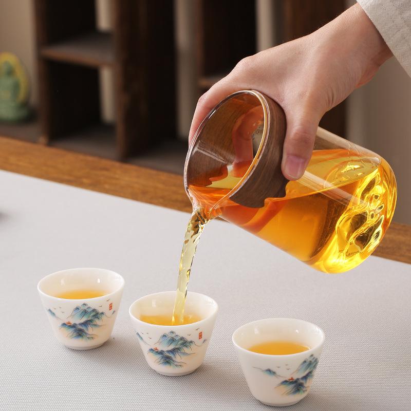 Travel Tea Set Ceramic Kung Fu Tea Set Travel Bag Hand Grab Pot One Pot Three Cups With Filter Household Tea Cup Portable