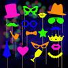 Yousheng 17Pcs Glow Neon Photo Booth Props Fully Assembled Fluorescent Birthday Party Fun Photo Shoot Accessories