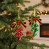 Metal Christmas Bell Pendant Velvet Bow Christmas Tree Bell Decoration  Xmas Party Home Decoration