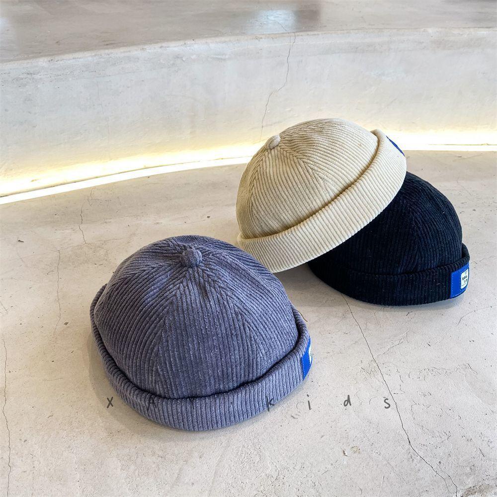 New Landlord Hat Corduroy Men's and Women's Hats Personalized Sewing Label Yuppie Retro Hip-hop Melon Hat Couple Tide