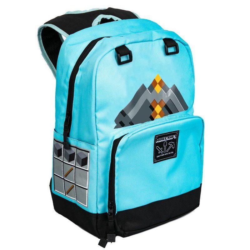 Minecraft Tile Backpack For School And Travel With Quilted Accents And Zip Closure