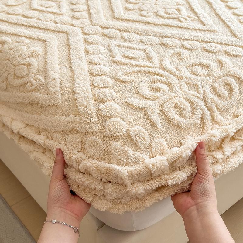 1 Stück Jacquard Bettdecke Verdicken Samt Matratzenbezug Warmhalten Spannbettlaken Staubdicht Rutschfest Matratzenschoner Elastische Laken