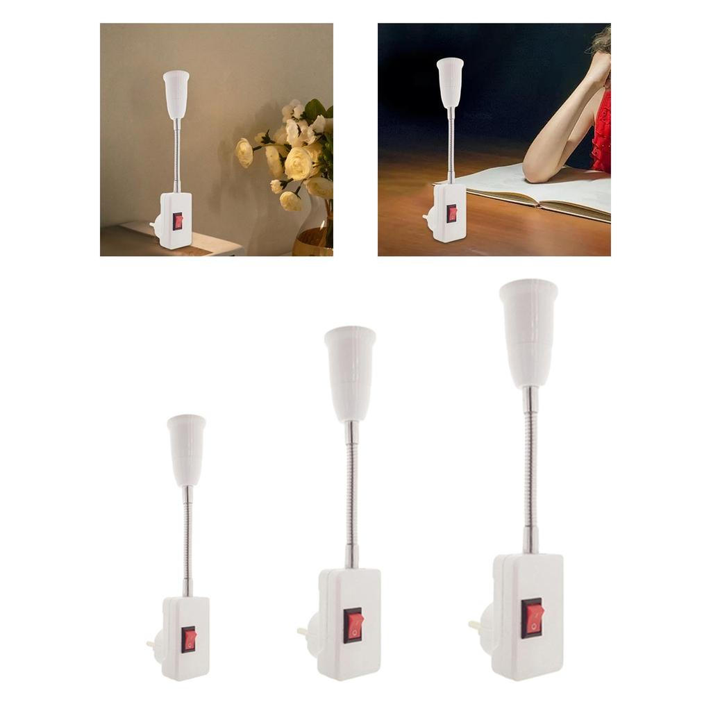 LED Light Lamps Switch Flexible Bulb Adapter Converter E27 Lamp with Socket 10cm Hose