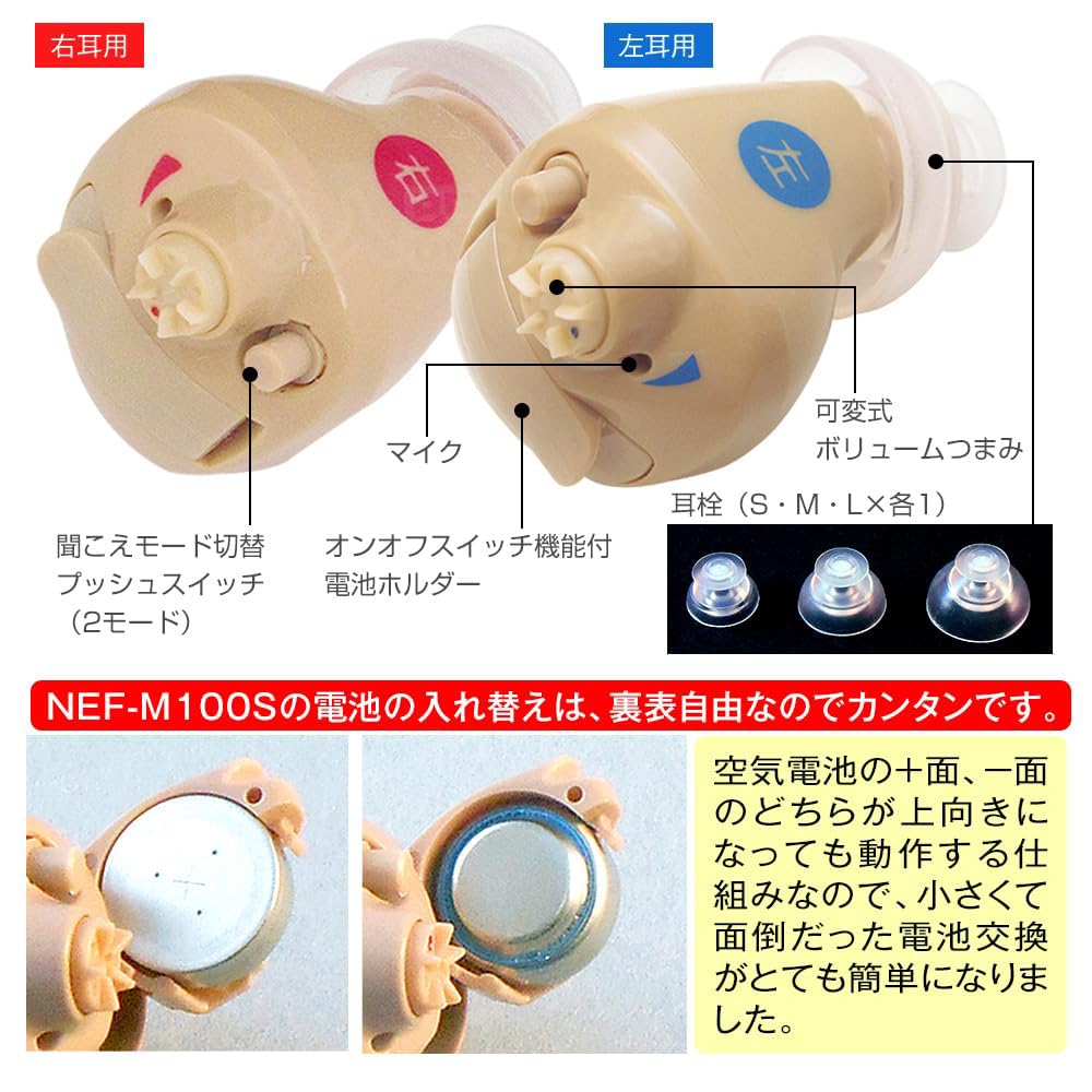 Nikon Digital Hearing Made In For Mild To Moderate Hearing Easy Battery Change Carrying Case Warranty In-the-Ear Aids, Nikon/Essilor NEF-M100S, Japan,