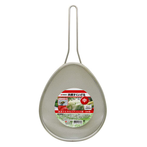 Takagi Japanese-Made Stainless Steel Scooping Strainer with Handle, Medium, Silver
