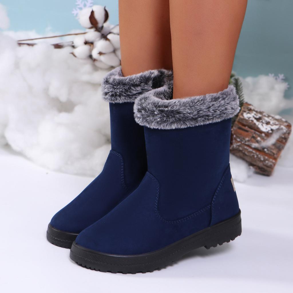 Women's Winter Platform Snow Boots Non-Slip Ankle Booties With Faux Fur Lining Faux Suede Walking Warm Comfortable Mid-Calf Boots Shoes for Women