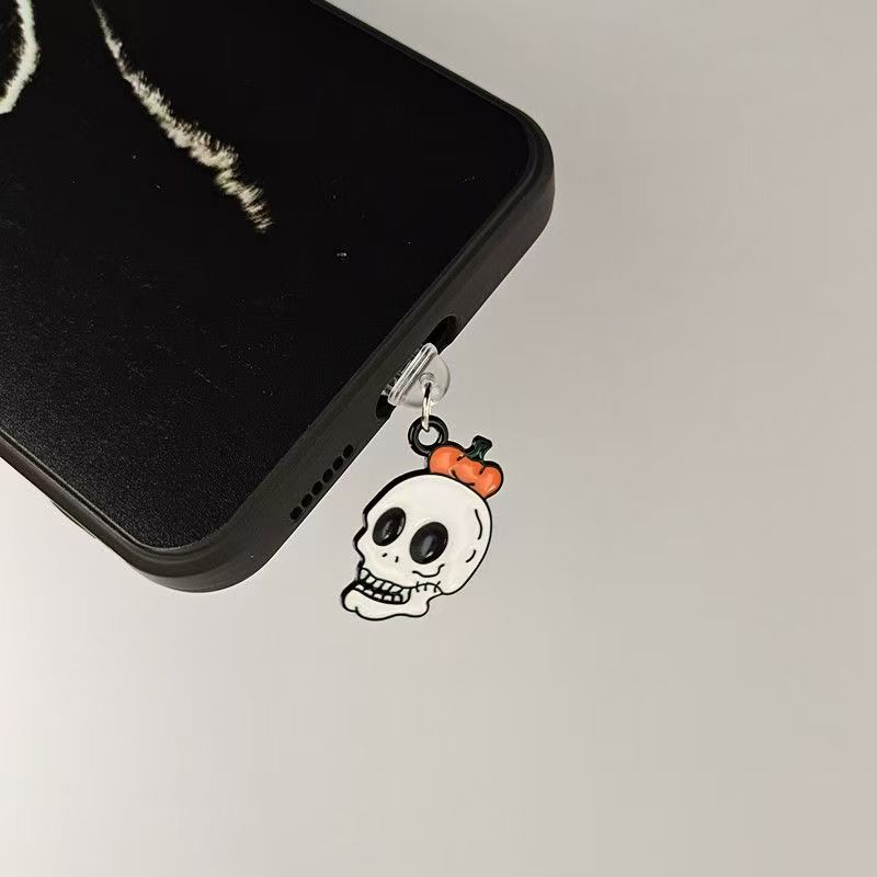 1 Piece of Cute and Quirky Pumpkin Ghost Skull Pendant Phone Dust Plug, Phone Accessory Decoration, Suitable for IPhone and Type-C