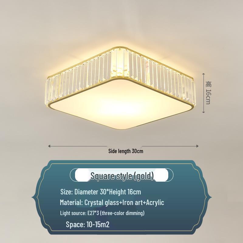 Modern Minimalist Round LED Crystal Ceiling Light for Bedroom, Living Room, Dining Room, and Study