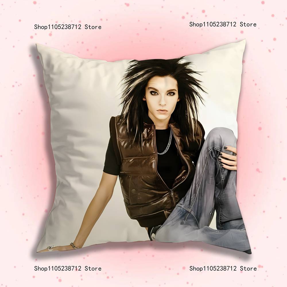 Singer B-Bill K-Kaulitz Anime Pillow Case Anti-dustmite Pillowcase Invisible zipper silky short plush Sofa cushion cover
