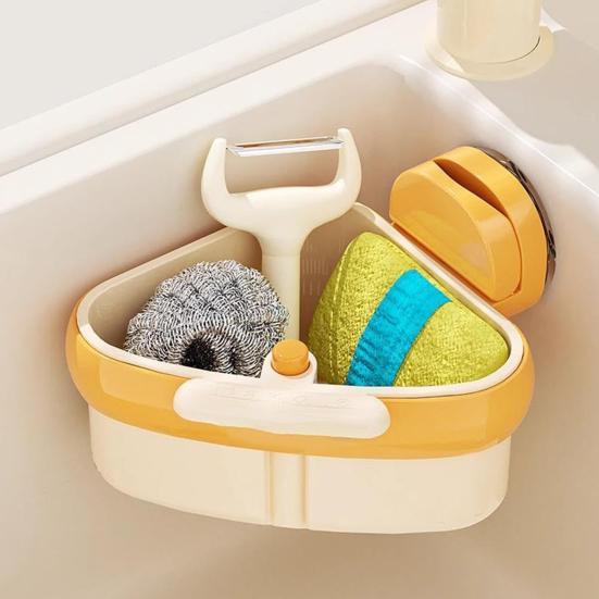 2Pcs Sink Strainer Baskets Large Capacity Automatic Dumping Simple Installation Suction Cup Sink Corner Racks for Kitchen