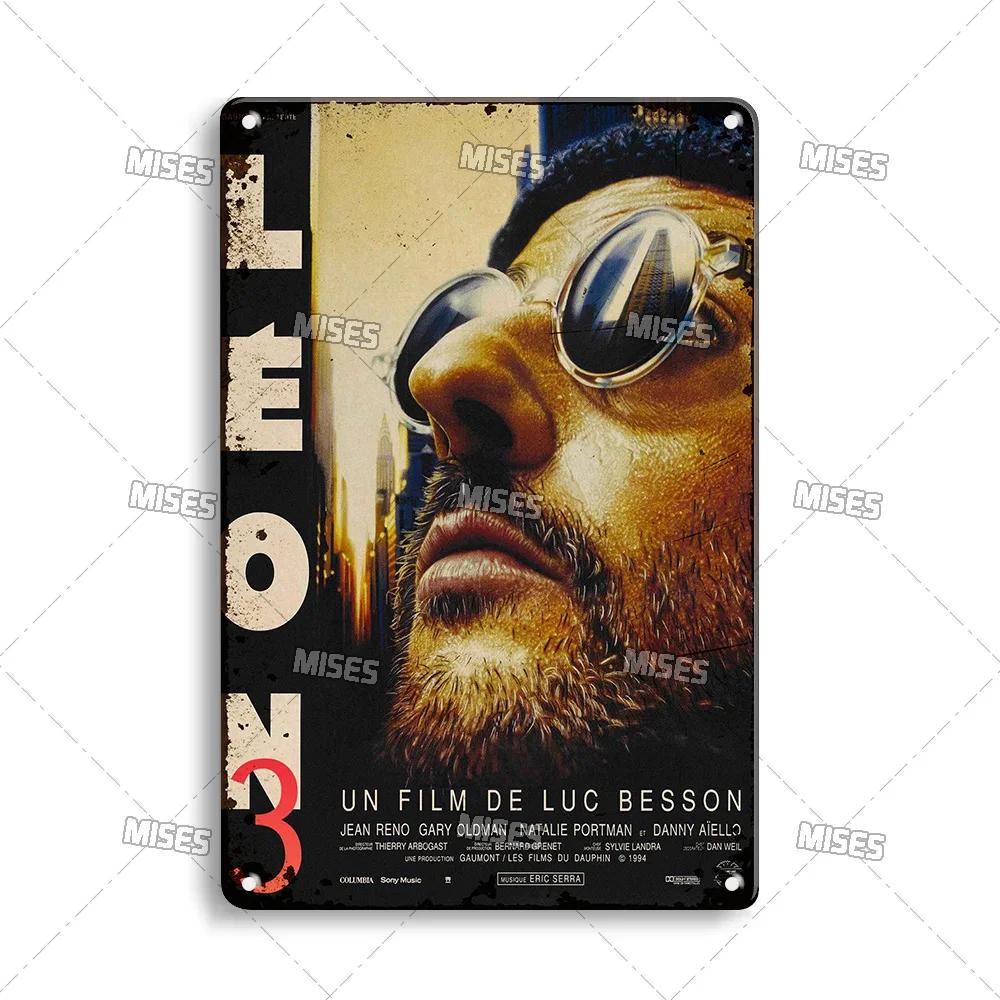 MISES Lon Klassischer Film Metallposter Killer Leon Kneipe Metallblechschild Wandplatte Haus Garten Metallschild Wand Industrielle Dekoration
