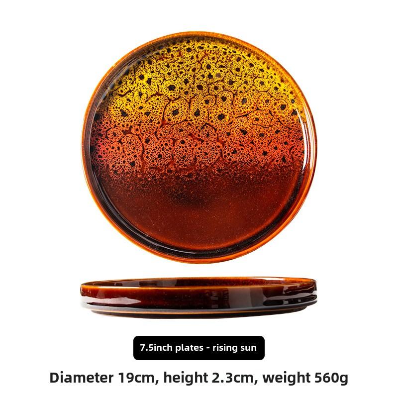 Ceramic Household Dish Ceramic Dumpling Plate Ins High Appearance Level Western Plate Japanese Round Tray