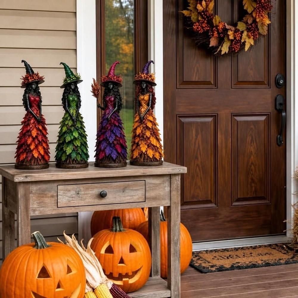 Resin Material Autumn Witch Figurine Desktop Decoration Witch Shelf Decoration  Mantel Display