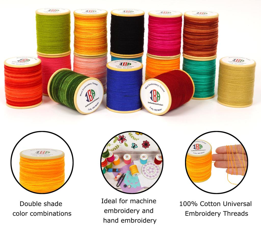 IBA Indianbeautifulart All Purpose Woolen Thread  Multicolor  Color Friendship Bracelets Floss Embroidery Sewing Thread