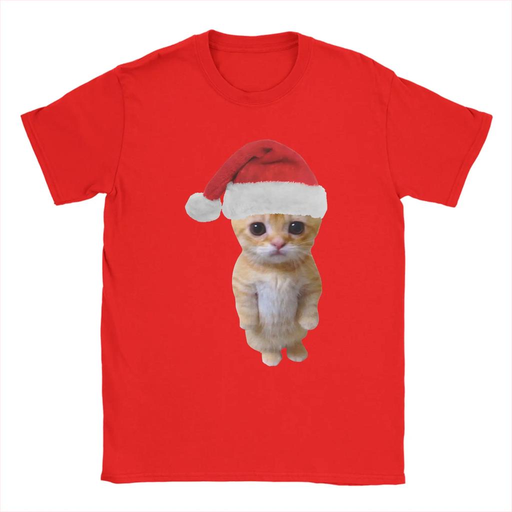 Weihnachten El Gato Meme Traurige Katze Munchkin Kätzchen Meme T-Shirt Strand Reine Baumwolle T-Shirts Für Männer Kurzarm Kleidung