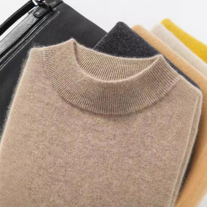 Men's Cashmere Half-High Neck Business Casual Sweater - Long Sleeve Autumn/Winter Knitwear